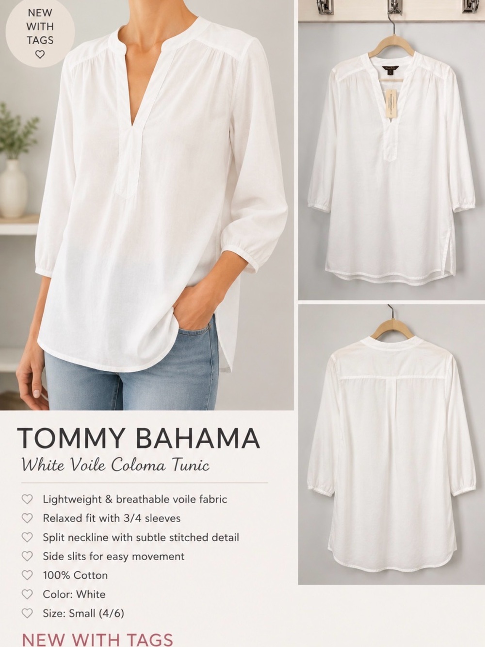 Tommy Bahama White Voile Coloma Tunic